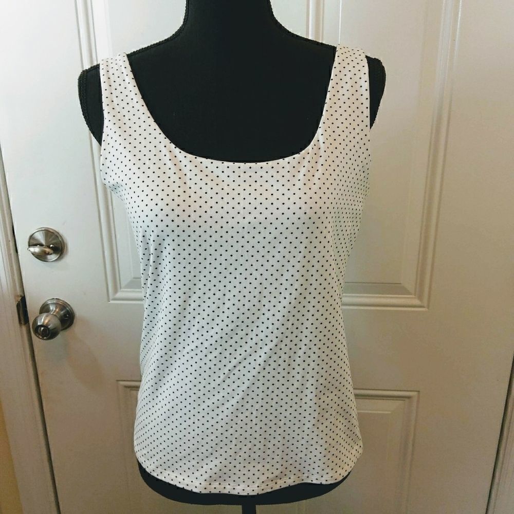 Madison black and white polka dot support tank top